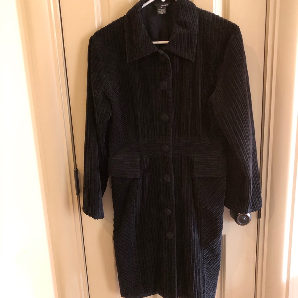 Kenzie Black Long Corduroy Button Front Coat